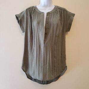 Simply Vera Vera Wang Shirred Neck Popover Blouse Olive Green - (XS)